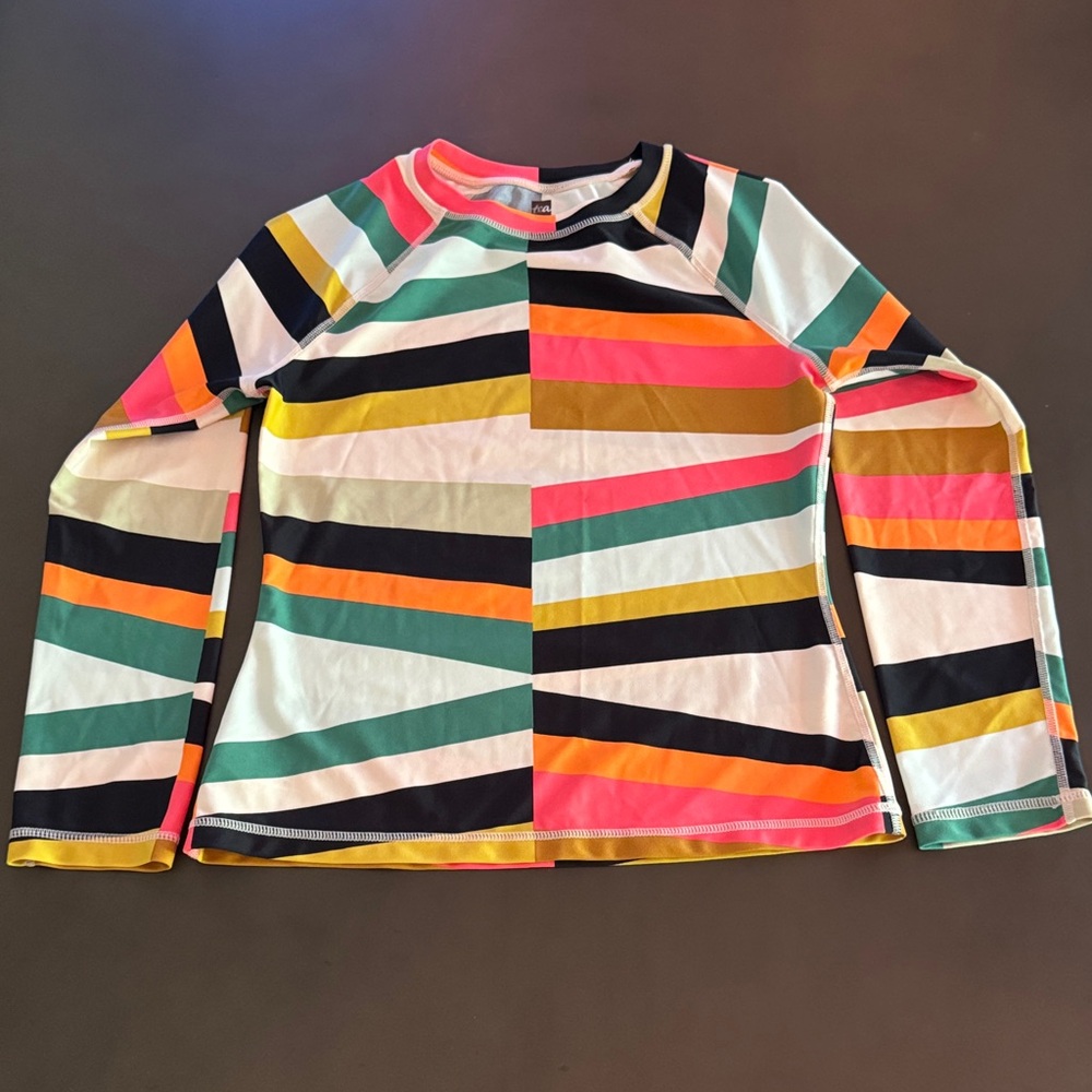 Colorful Striped rash guard.